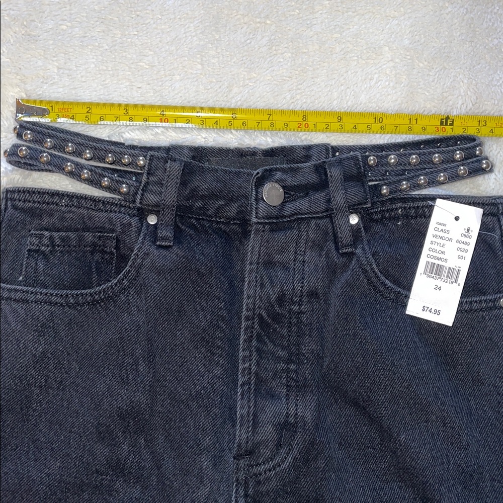 Kendall & Kylie Gray Straight Leg Jeans with‎ Studded Waist Straps - Picture 3 of 10